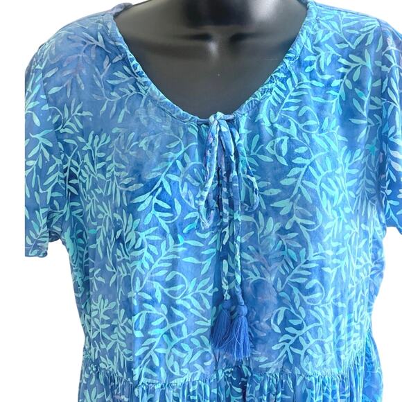 Boho Floral Tiered Mini Dress Tassel Tie Festival Beachy Summer Resort Vacation - Picture 5 of 5